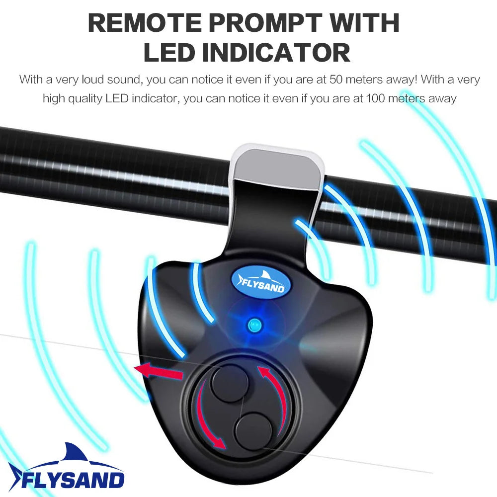 Electronic Fishing Rod Alarm with Loud Buzzer & LED Lights - Bite Alert System for Night Fishing & Ice Fishing Gear