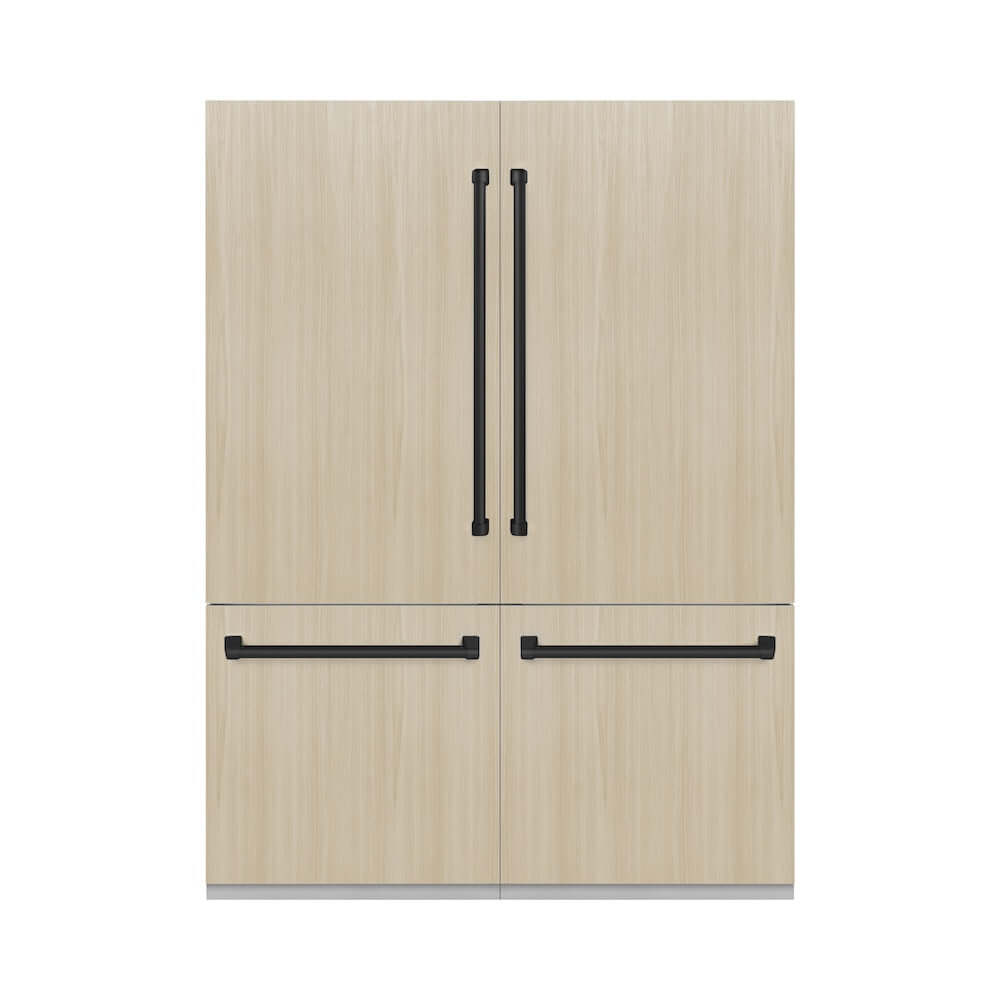 ZLINE Autograph Edition 60-Inch Built-In French Door Refrigerator - 32.2 cu. ft. Capacity, Panel Ready, Bottom Freezer, Water Dispenser & Ice Maker - Graphite Gray Interior with Matte Black Accents (GRBIVZ 60 MB) - Perfect for Modern Kitchens, Luxury Homes & Open-Concept Living Spaces