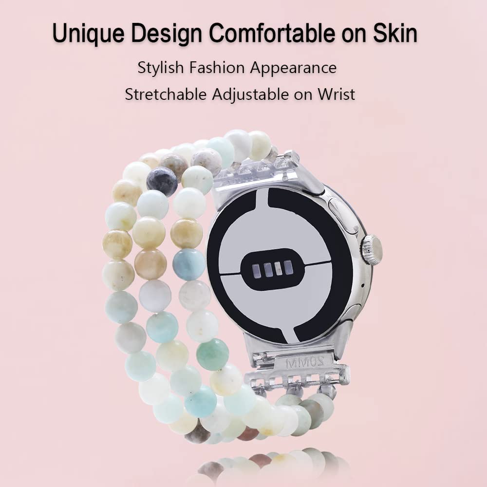 Google Pixel Watch Band 41mm Beaded Gemstone Bracelet for Work & Travel