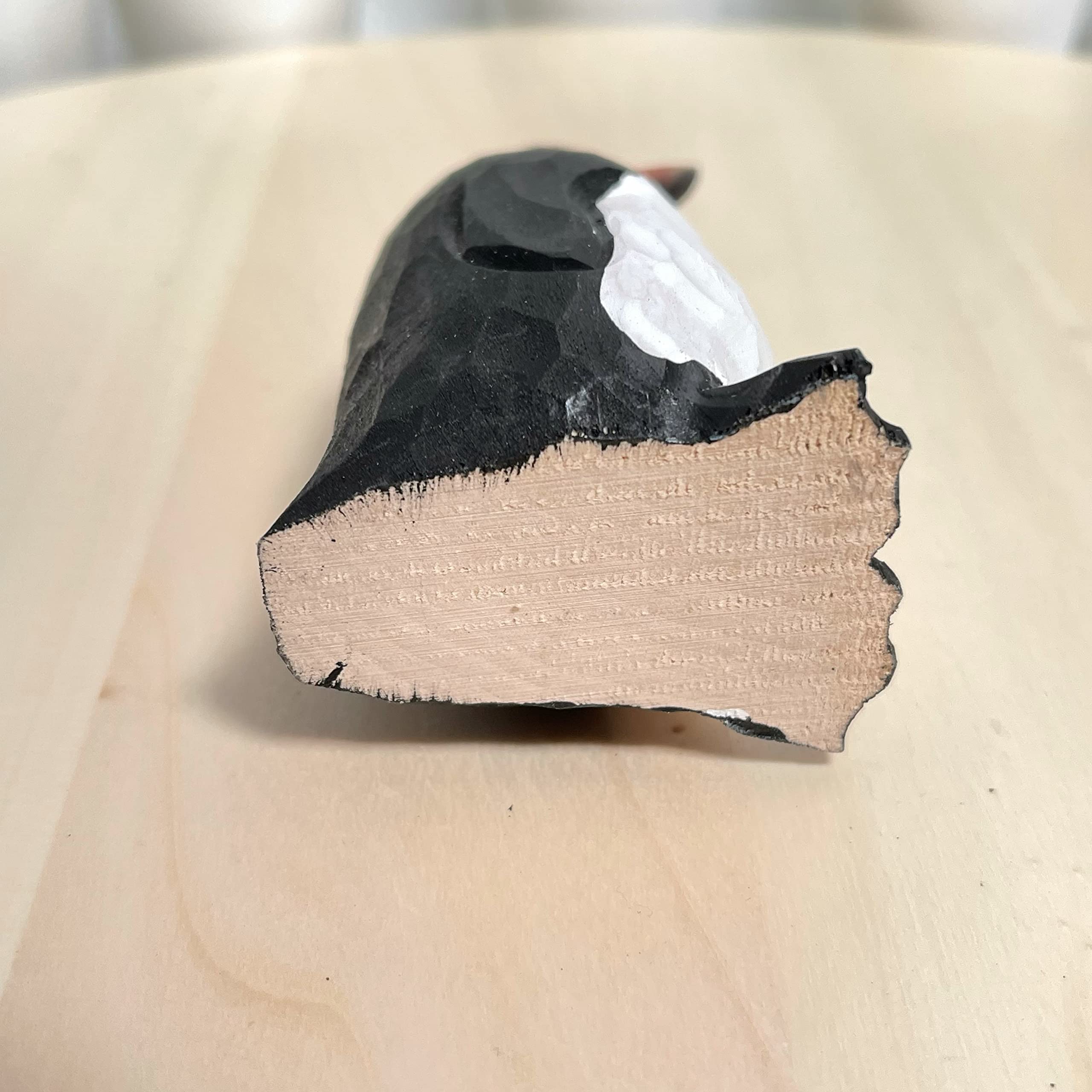 Hand Carved Wood Penguin Sculpture - Unique Home Decor & Gift Idea for Living Room, Office, or Bookshelf Display