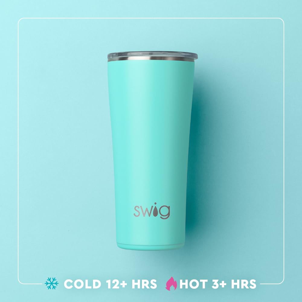 Swig Life 22oz Insulated Stainless Steel Tumbler - Leak Proof Travel Coffee Mug with Lid & Handle, Cup Holder Friendly, Keeps Drinks Hot/Cold for Hours - Perfect for Commuting, Office, Camping & Outdoor Activities (Hot Pink)