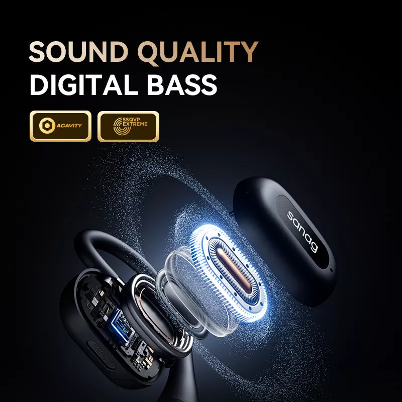 Sanag G56S Wireless Bluetooth Headphones with Ear Hook - Open Ear Air Conduction for Running, Cycling & Workouts - Sweatproof Sport Earbuds for Gym, Outdoor Activities & Travel
