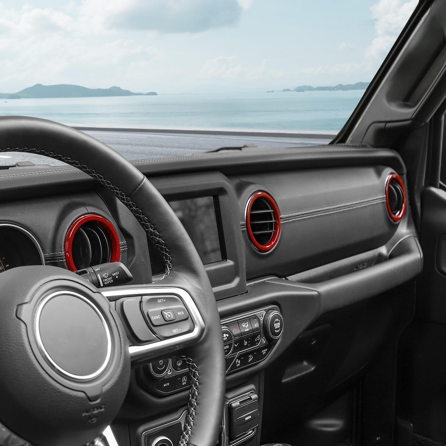 RT-TCZ Red Dash Air Vent Cover Trim Stickers for Jeep Wrangler JL JLU & Gladiator JT (2018-2023) - 4pcs Interior Accessories - Upgrade Your Ride with Stylish Red Accents for Off-Road Adventures & Daily Commutes