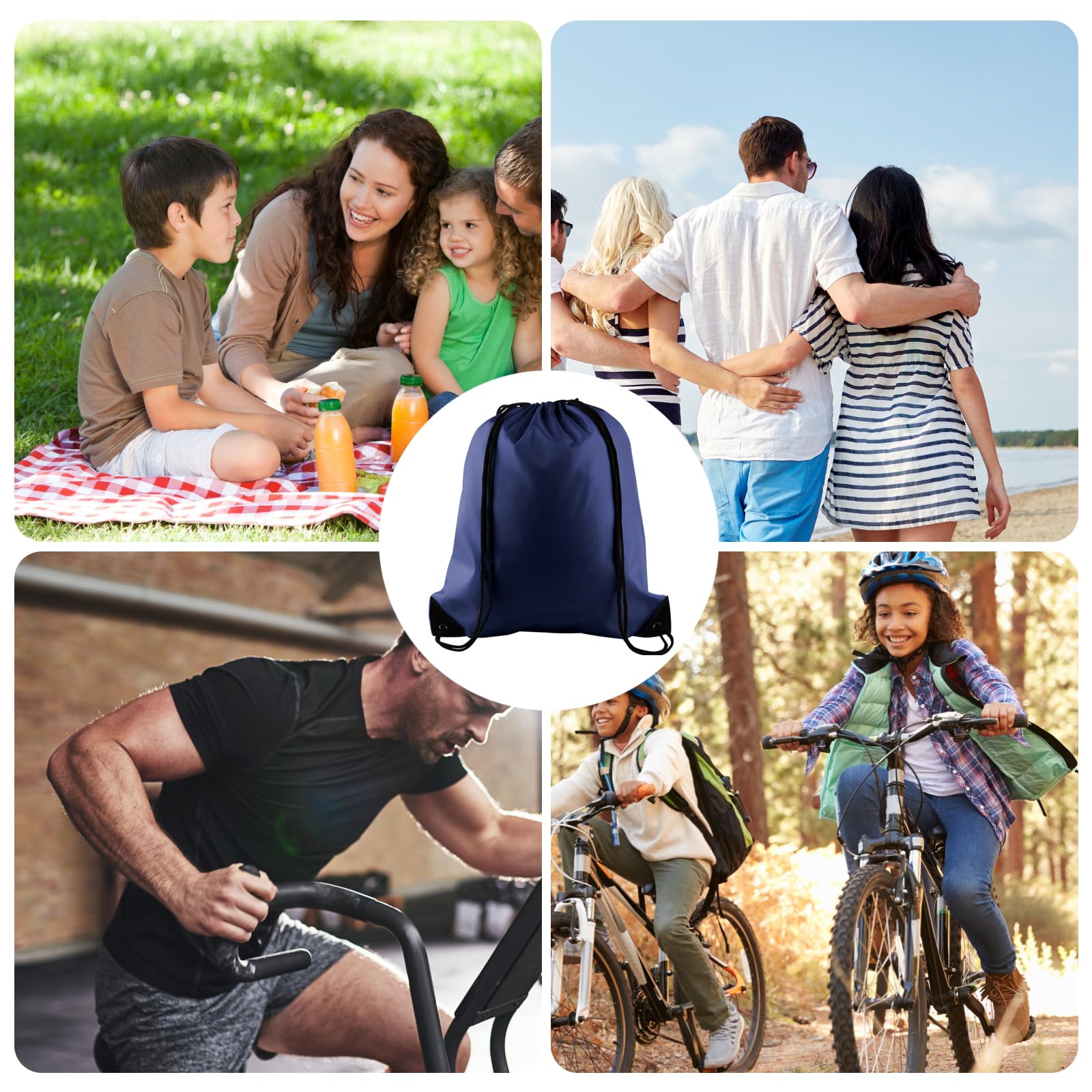 KUUQA 50Pcs Navy Blue Drawstring Backpacks - Bulk Sports Bags for Gym, Travel & Storage | Lightweight String Bags for School, Beach, Camping & Events