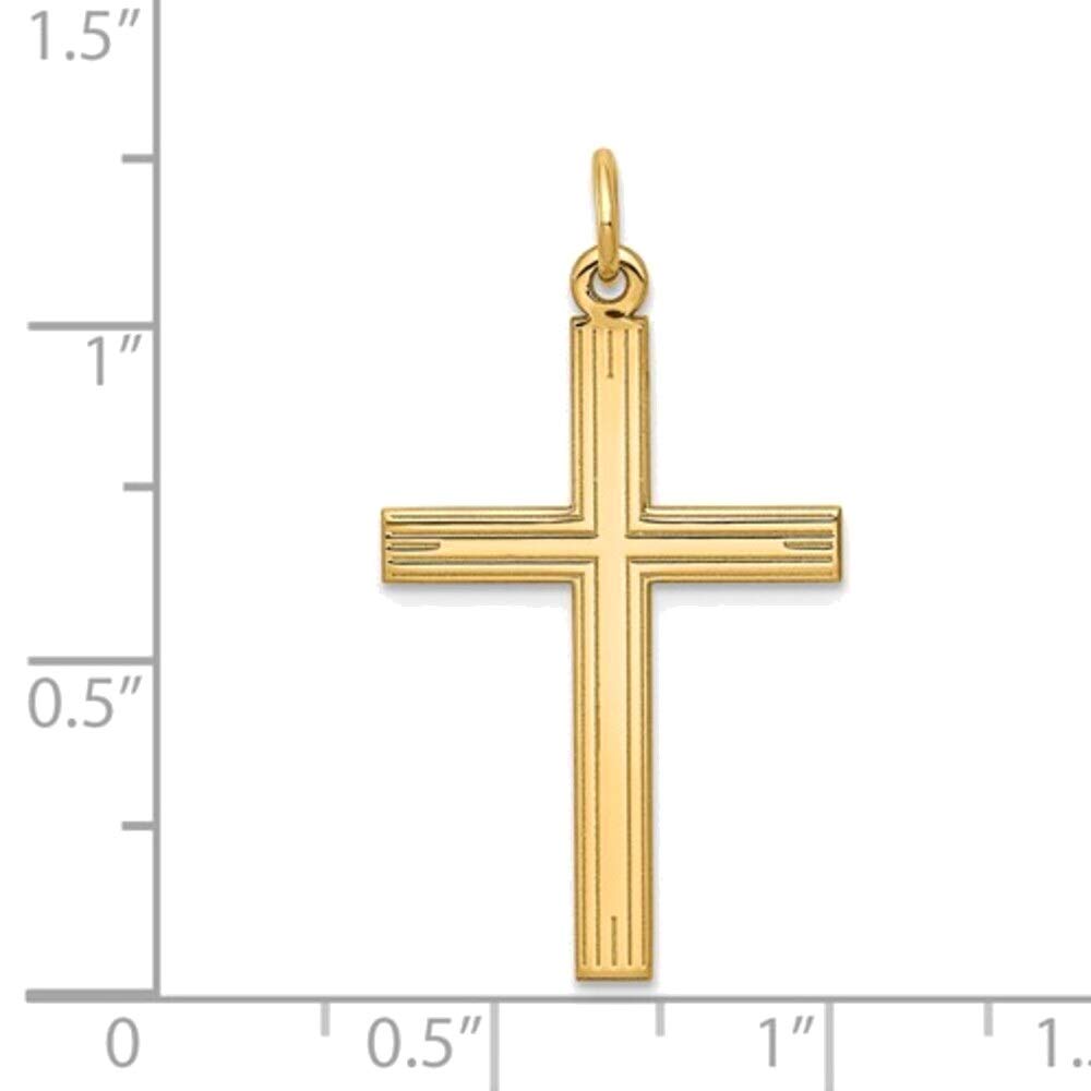 14K Yellow Gold Laser-Designed Cross Pendant - Elegant Religious Jewelry for Women & Men | Perfect for Gifts, Weddings, and Everyday Wear