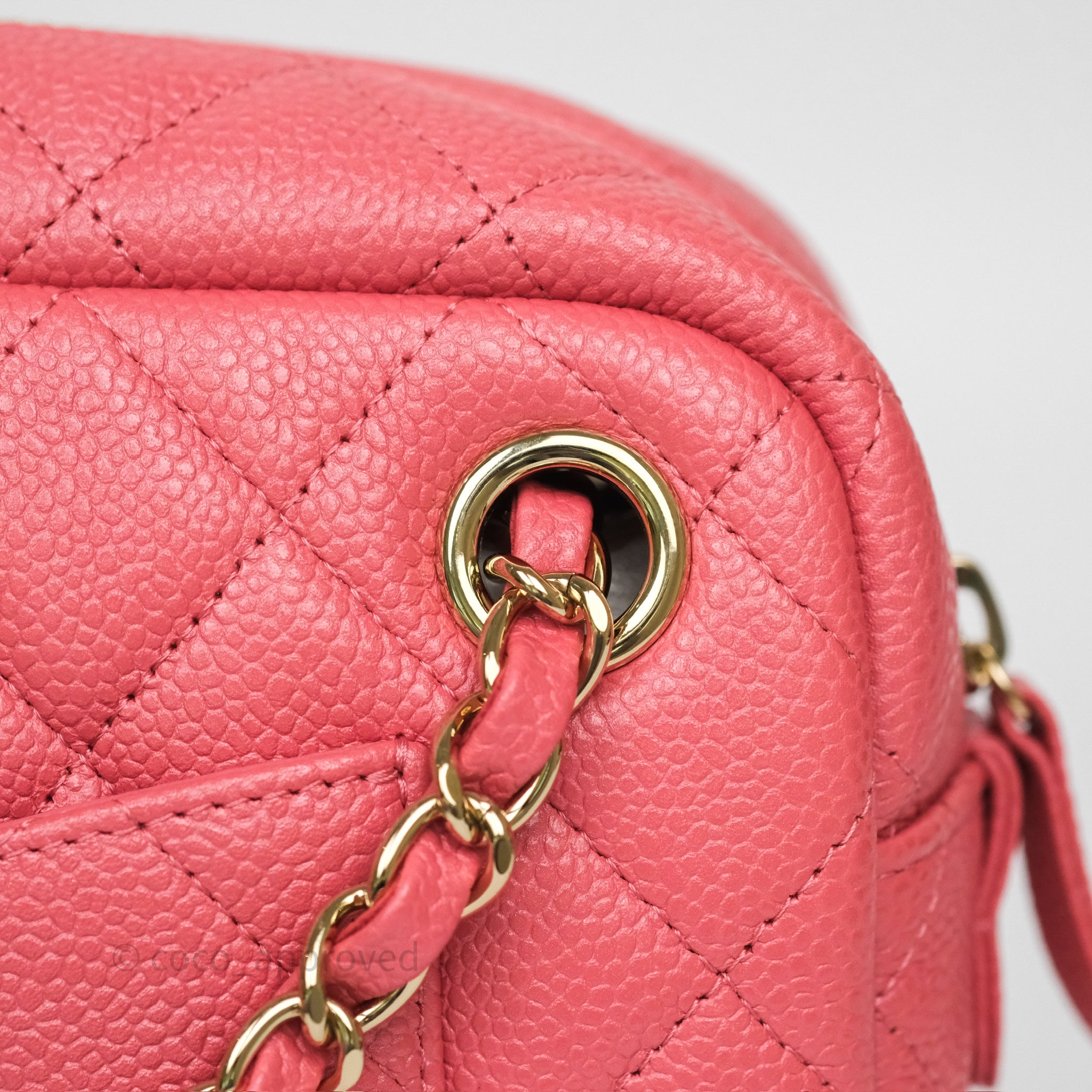 Chanel Quilted Pink Shiny Caviar Camera Bag with Gold Hardware - Luxury Crossbody Bag for Women, Perfect for Date Night & Special Occasions