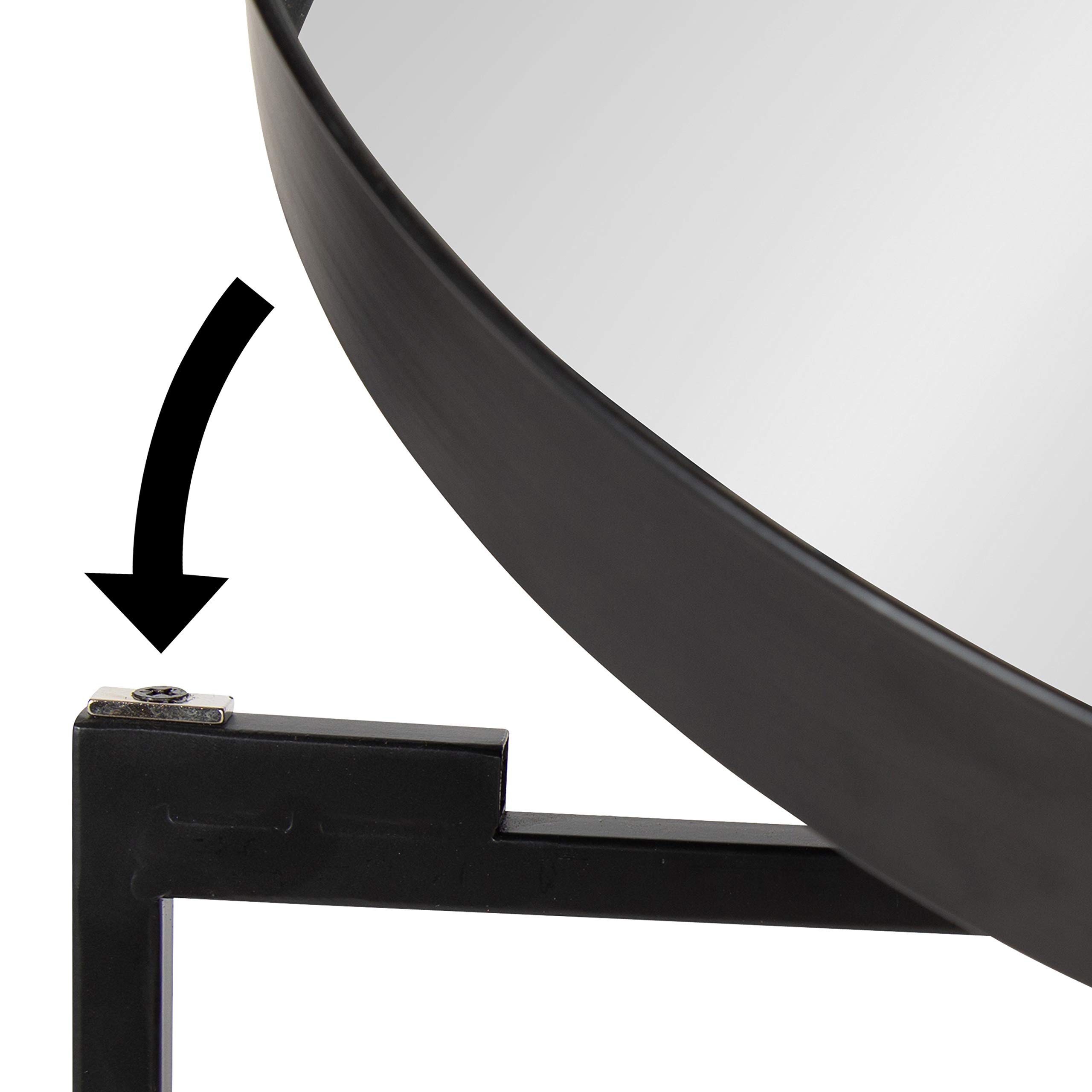 Black Round Metal Foldable Coffee Table with Mirrored Tray - Perfect for Small Spaces