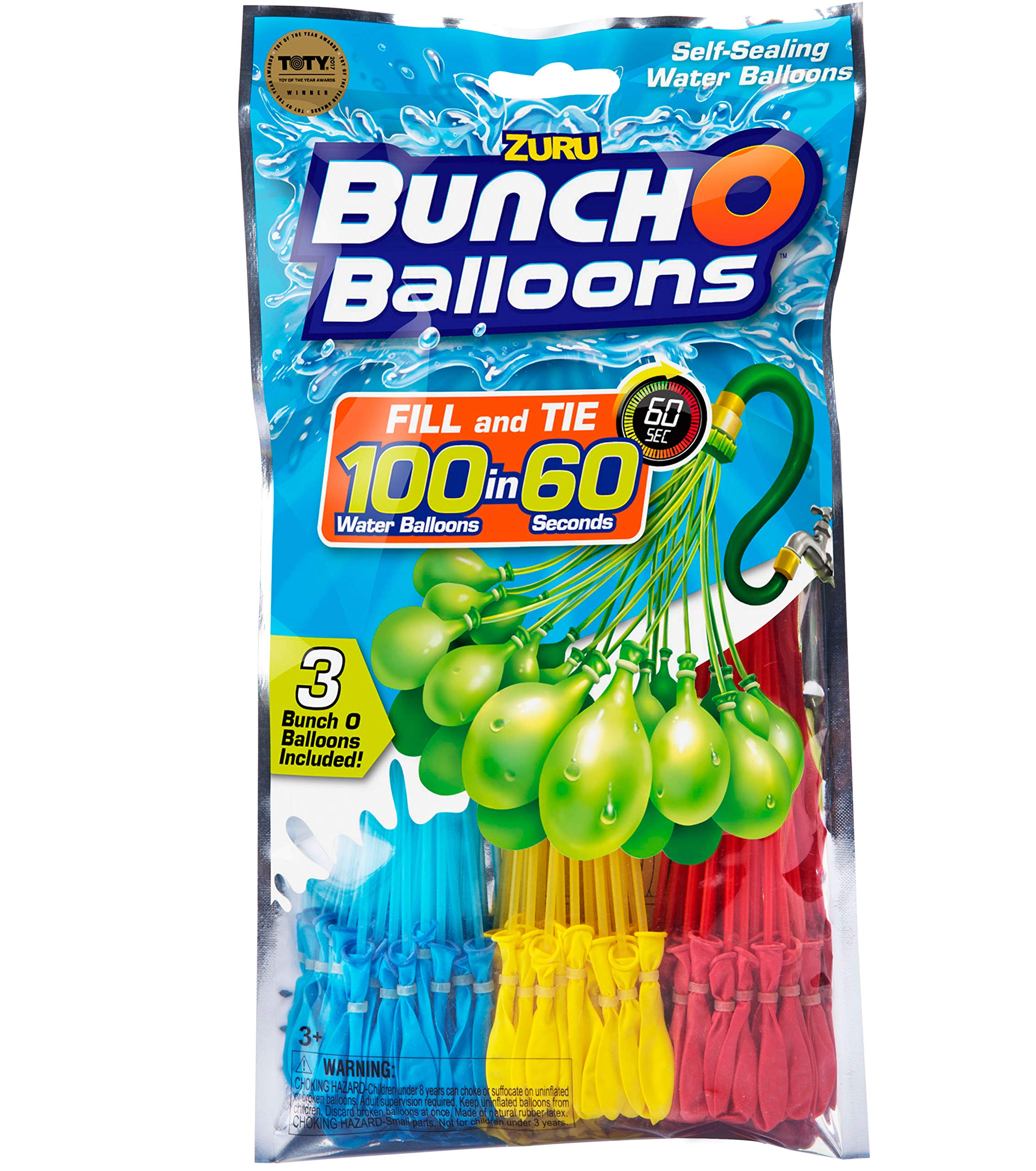 Zuru 100 Water Balloons in 60 Seconds - Self-Sealing No-Knot Design, Charcoal Color - Perfect for Summer Parties, Backyard Games & Kids Outdoor Activities (1213)