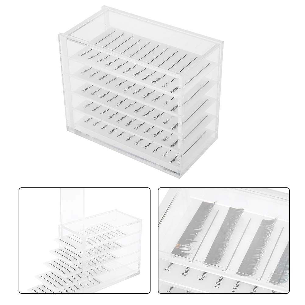 5-Layer Acrylic Eyelash Storage Box - Clear False Eyelash Organizer & Makeup Case Holder for Salon, Travel & Home Beauty Organization
