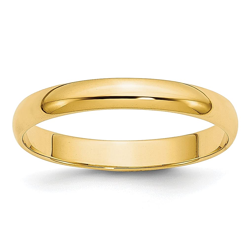 14K Yellow Gold 3mm Lightweight Half Round Wedding Band Ring - Size 5 Classic Fine Jewelry for Women - Perfect Anniversary, Engagement & Bridal Gift - Ideal for Everyday Wear & Special Occasions