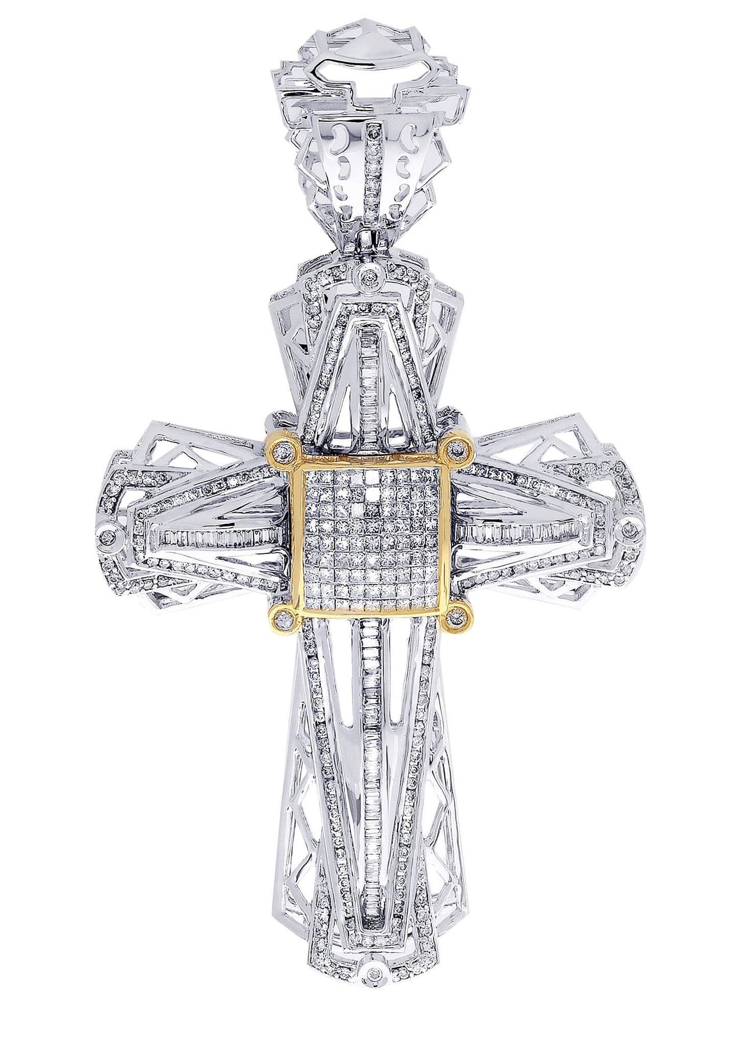 2.66 Carat Diamond Cross Pendant Necklace - 24.77 Grams Solid Gold Jewelry for Women - Perfect for Christmas Gifts, Baptism & Special Occasions