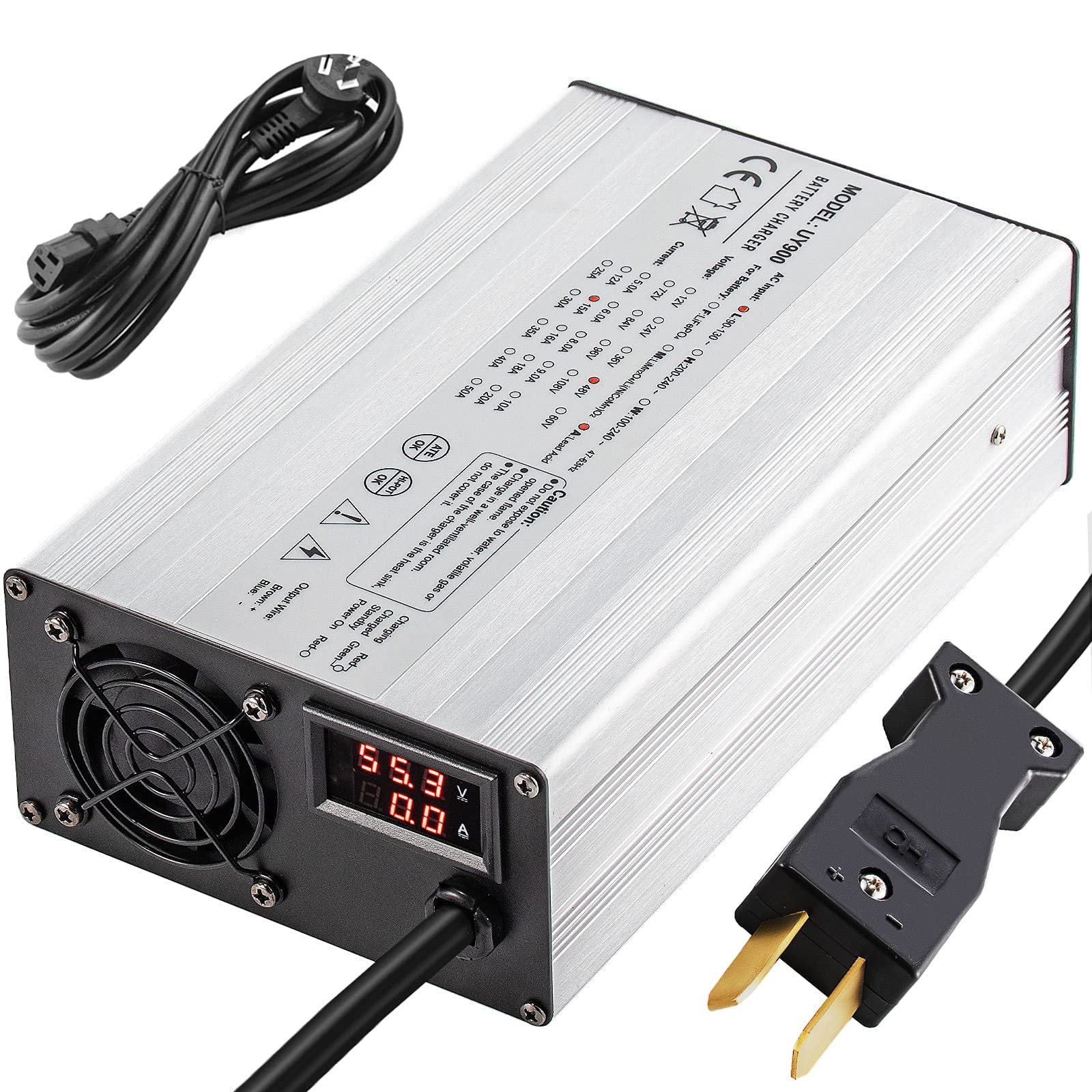 VEVOR 36V 18A Golf Cart Battery Charger for Club Car, Ez Go & Yamaha - Aluminum Shell, Splayed Plug & LED Display - Power Wise Electric Charger for Golf Carts, Utility Vehicles & Neighborhood EVs