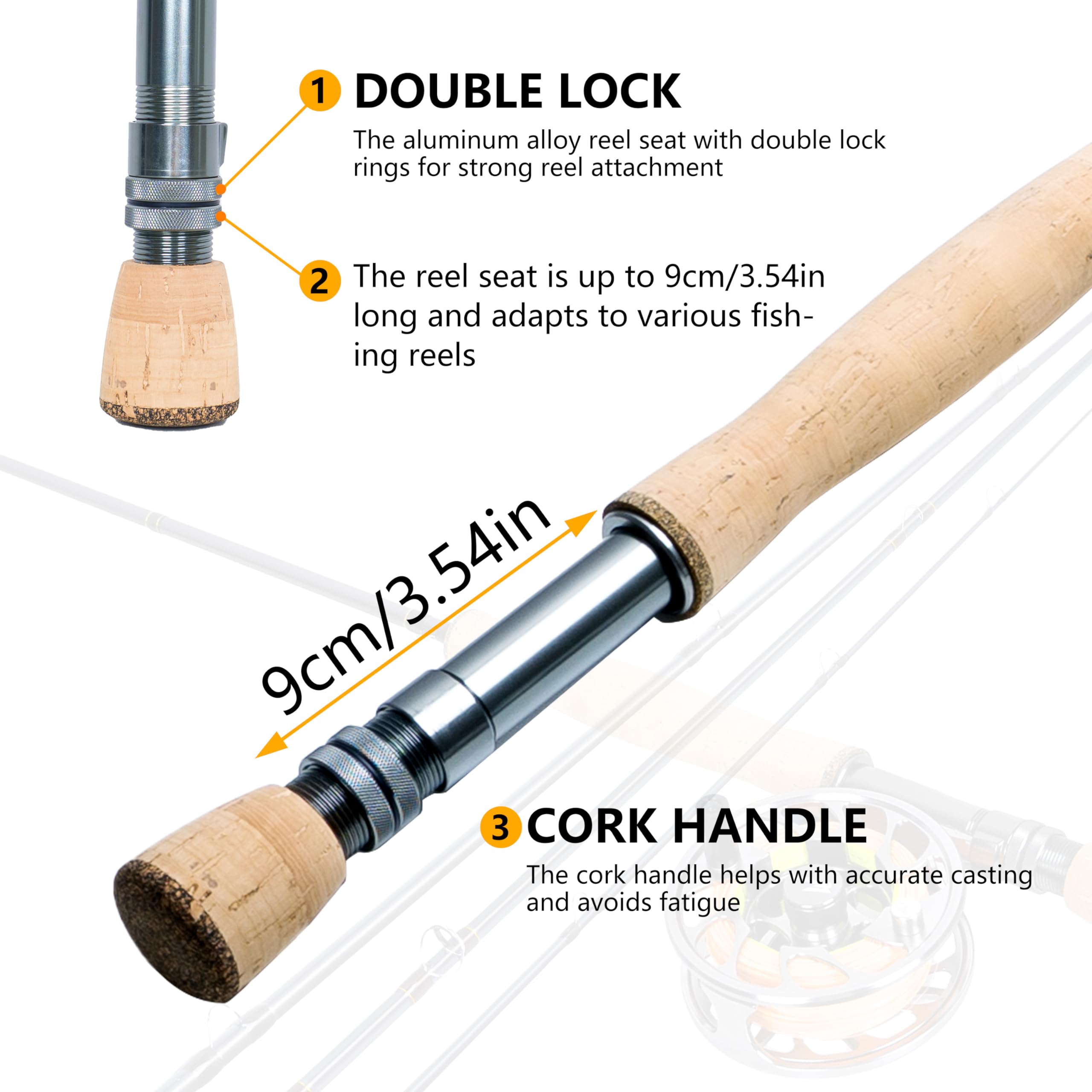 8Fans 4-Section Portable Fly Fishing Rod and Reel Combo with CNC-Machined Aluminum Alloy Reel - Complete Starter Kit for Beginners | Perfect for Trout, Bass Fishing in Rivers, Lakes and Streams