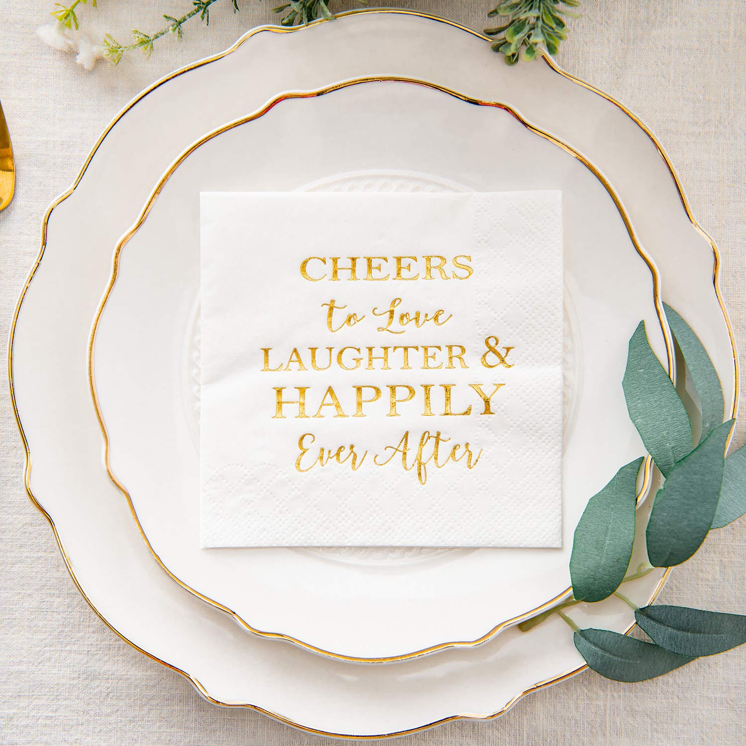50ct Gold Foil Cocktail Napkins for Bridal & Wedding Showers