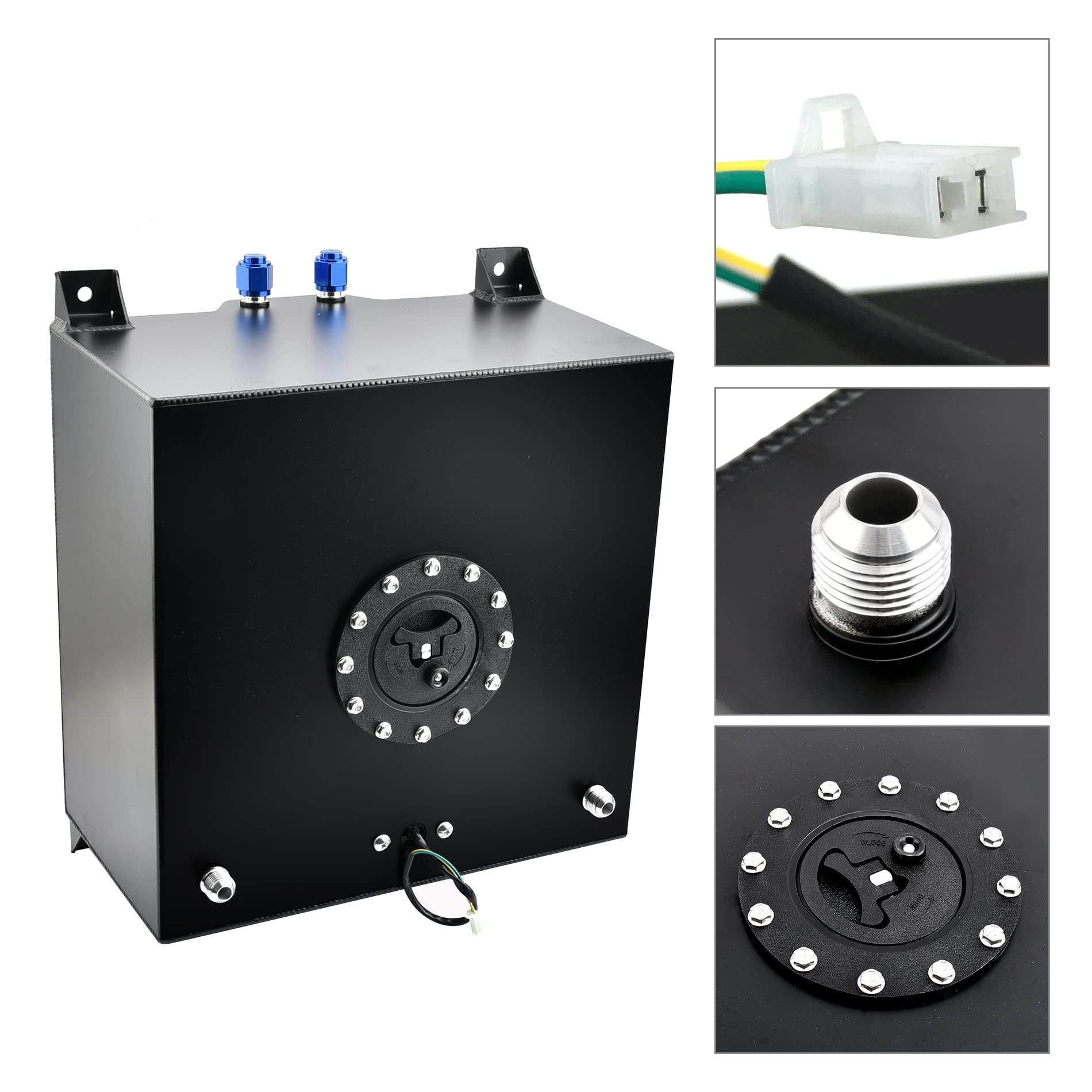 EVIL ENERGY 10 Gallon Aluminum Fuel Cell Gas Tank with Level Sender - Black - High Performance for Street Racing & Drift Cars | Perfect for Track Days, Drag Racing & Custom Builds