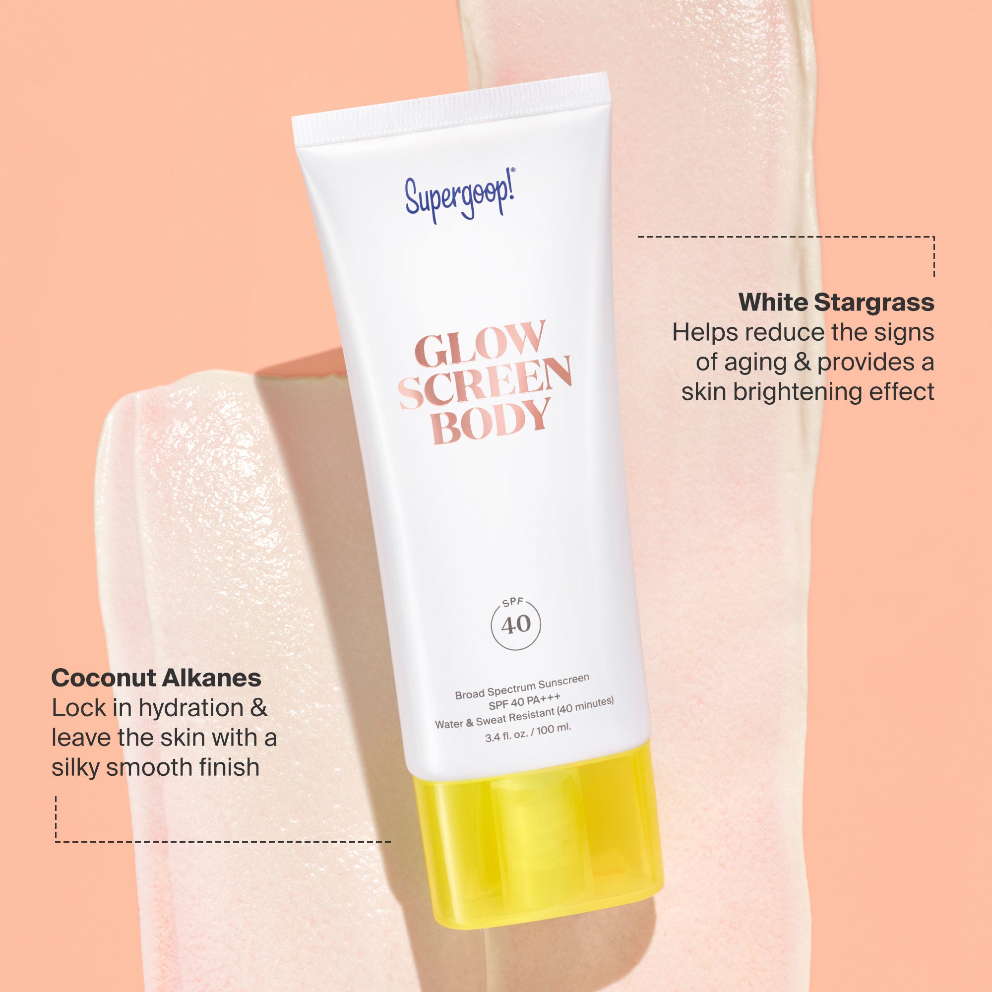 Supergoop Glowscreen Body SPF 40 Sunscreen - Hydrating & Illuminating Broad Spectrum Protection for Face & Body | Perfect for Beach, Pool & Outdoor Activities