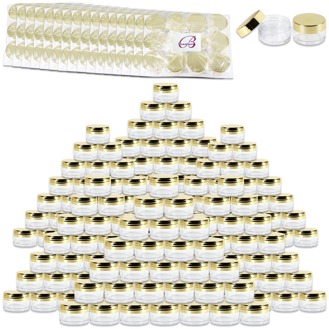 Beauticom 20g/20ml Clear Acrylic Round Jars with Lids - 936 Pieces (Jars + Lids) - Gold - Perfect for Lip Balm, Cream, Makeup, Cosmetics, Samples & Ointments - Ideal for DIY Beauty Products, Travel Containers & Small Batch Packaging