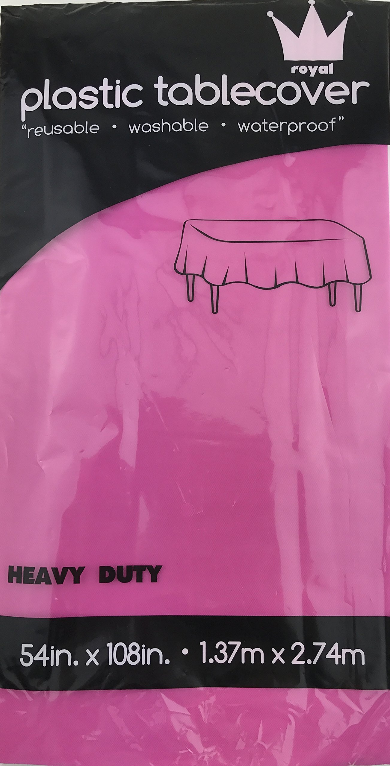 6 Pack Hot Pink Plastic Table Covers 54 x 108 Inch - Disposable & Reusable Rectangular Party Tablecloths for Birthday, Wedding, Picnic & Outdoor Events