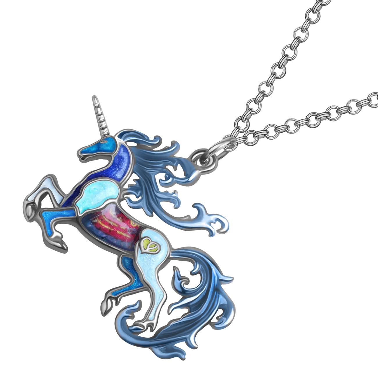 BONSNY Fantasy Enamel Alloy Unicorn Necklace Pendant - Elegant Horse Jewelry for Women & Girls, 18