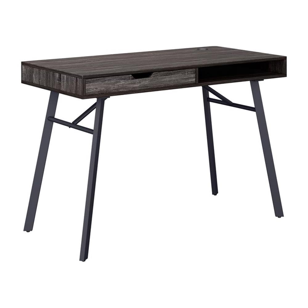 CorLiving Auston Modern Gray Engineered Wood Grain Finish Desk with Drawer - Stylish Home Office Desk with Storage for Small Spaces, Perfect for Remote Work & Study