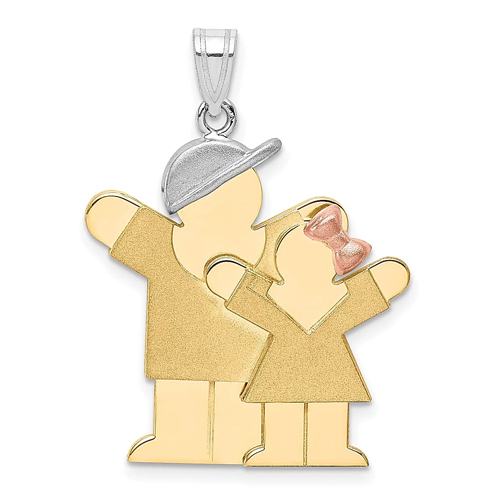 14K Tri-Color Gold Engravable Charm Necklace - Yellow, White & Rose Gold Baby Name Pendant for Women, Personalized Gift for Her | Perfect for Mother's Day, Baby Shower & Anniversary Gifts