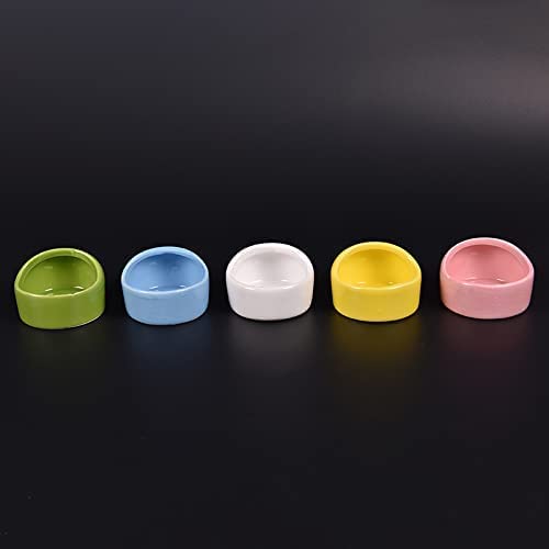 3 Pcs Ceramic Hamster Food and Water Bowls - No Spill, No Turnover Small Pet Dishes for Hamsters, Guinea Pigs, Hedgehogs, Gerbils, and Rodents (Blue, Pink, White) - Perfect for Cage Feeding and Easy Cleaning