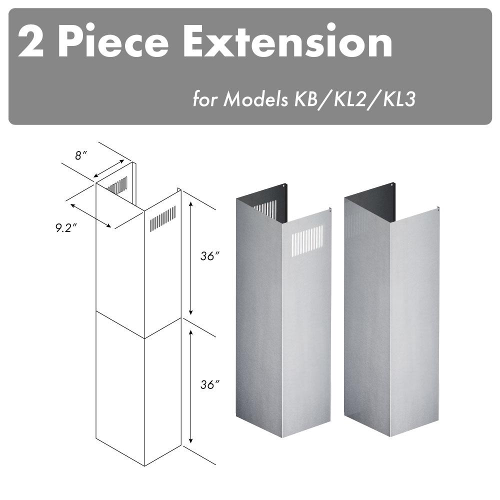 ZLINE 2-Piece 36-Inch Chimney Extension Kit for 10 to 12-Foot Ceilings - Compatible with KB/KL2/KL3 Models - Perfect for Kitchen Range Hood Ventilation and High Ceiling Installations