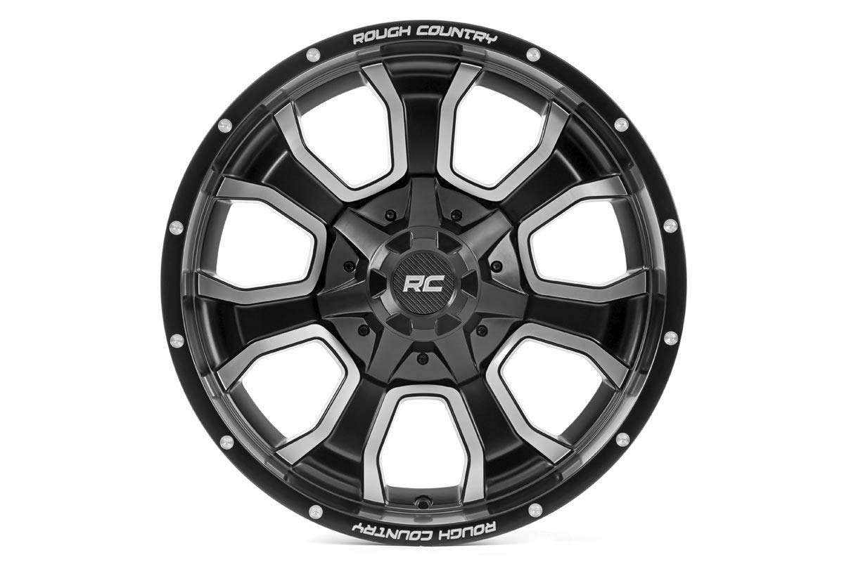 Rough Country 93 Series One-Piece Aluminum Wheel - 20x10, 8x170mm Bolt Pattern, 18mm Offset, Matte Black | Heavy Duty Off-Road Wheels for Trucks & SUVs | Perfect for Jeep Wrangler, Ford F-150, Chevy Silverado