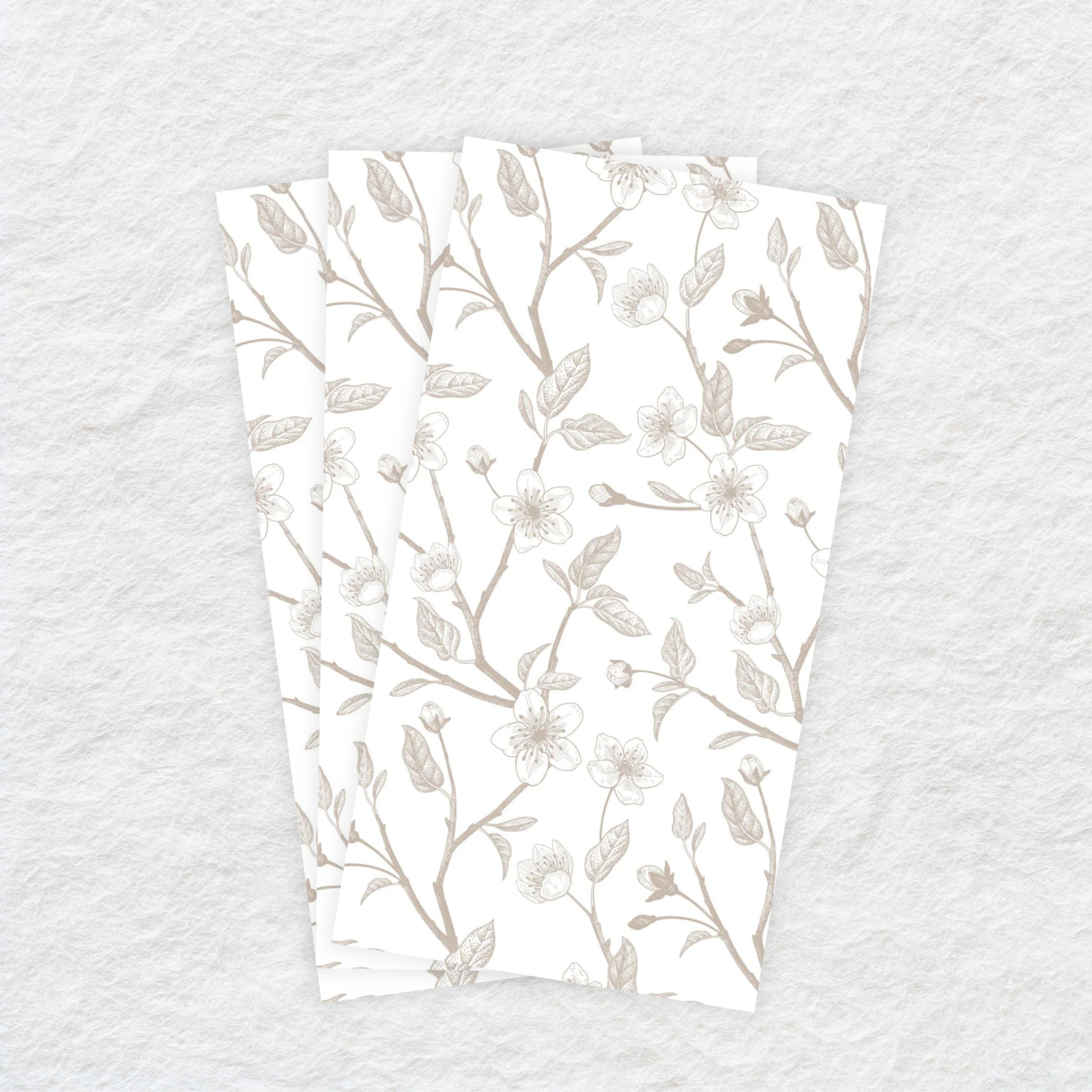 Disposable Linen-Like Paper Guest Towels - 16 Pack Taupe Cherry Blossom Design | Perfect for Bathrooms, Parties & Hotels