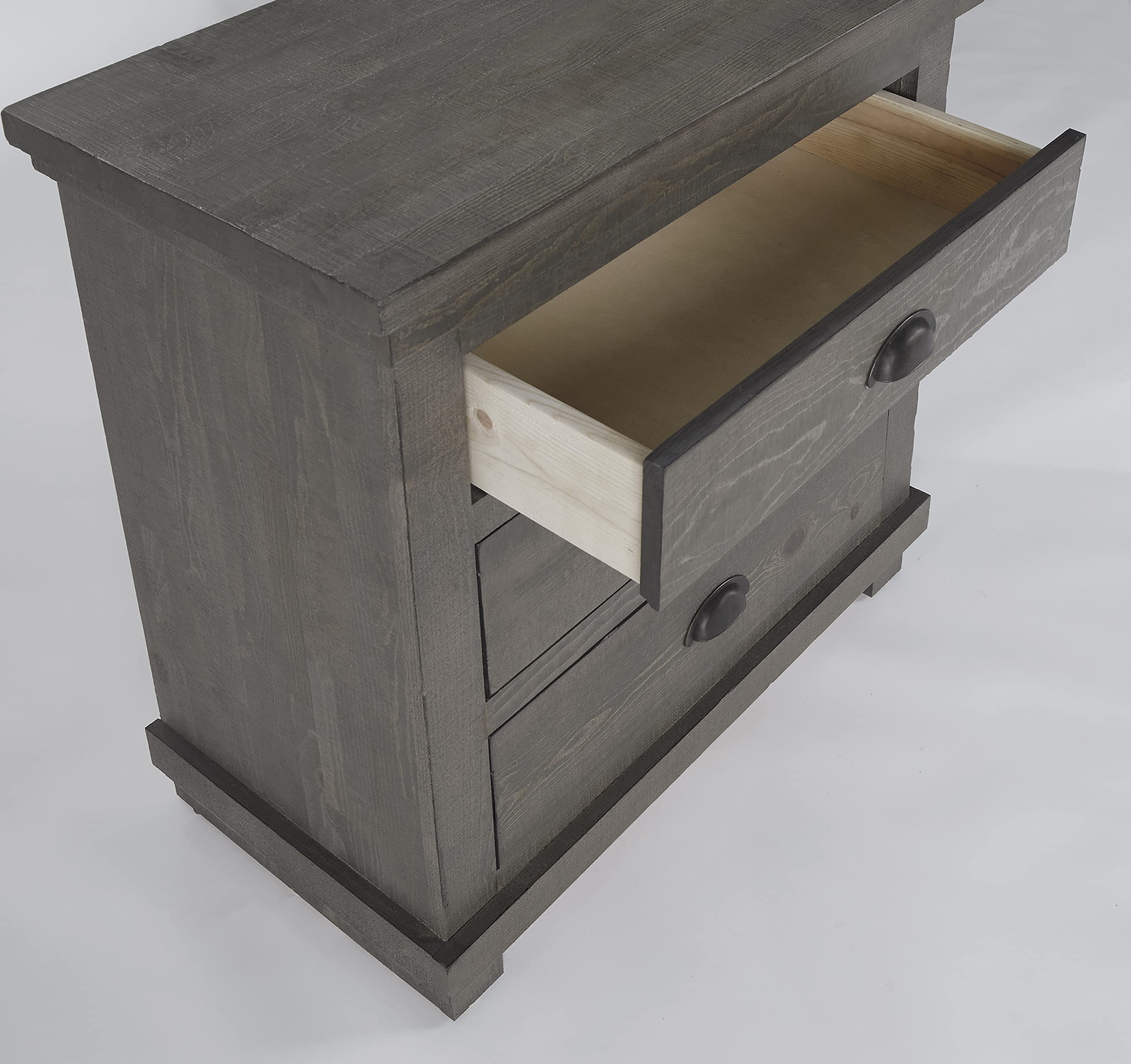 Progressive Furniture Willow Nightstand - Distressed Dark Gray Finish, Bedroom Side Table with Storage for Home Decor