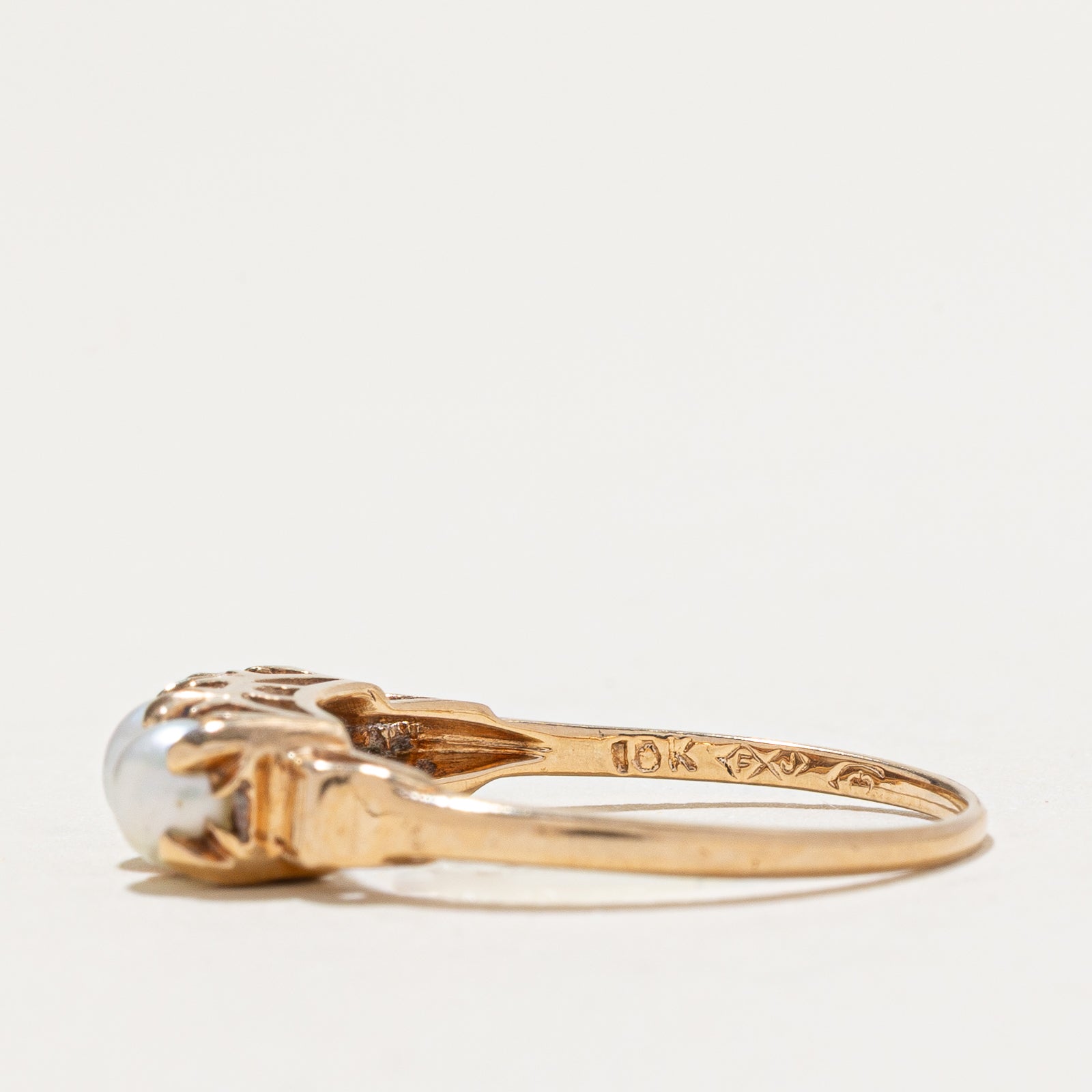 Three Stone Pearl Ring - Size 6.75 | Elegant Pearl Jewelry for Women | Perfect for Weddings, Anniversaries & Special Occasions