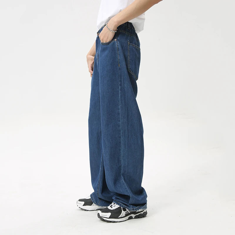 American Style Casual Men's Denim Pants - Loose Fit Wide Leg Jeans for Men | Summer & Fall Fashion Trendy Trousers | Perfect for Streetwear, Daily Wear and Casual Outings