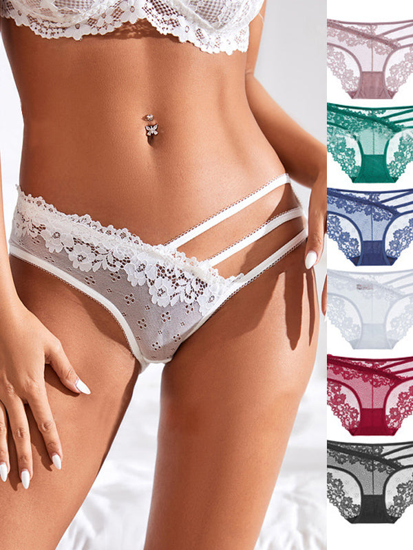 ZASUWA Women's Sexy Lace Thong Panties - Irregular Hollow Out Design for Sensual Comfort | Perfect for Valentine's Day, Honeymoon & Romantic Nights