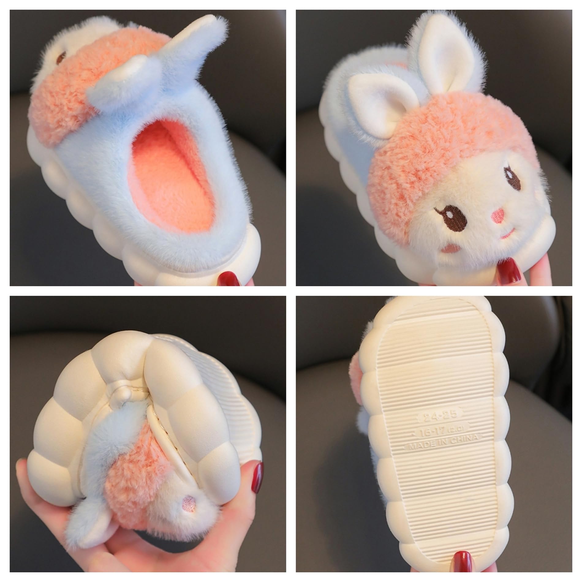 Women's Cute Rabbit Animal Slippers - Soft Warm Winter Plush Cotton House Shoes for Cozy Home & Indoor Use - Perfect Gift for Her