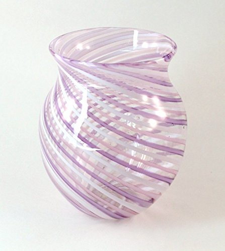 Hand Blown Twisted Cane Glass Vase - Elegant Home Decor for Centerpieces, Wedding Decorations & Luxury Gift Giving