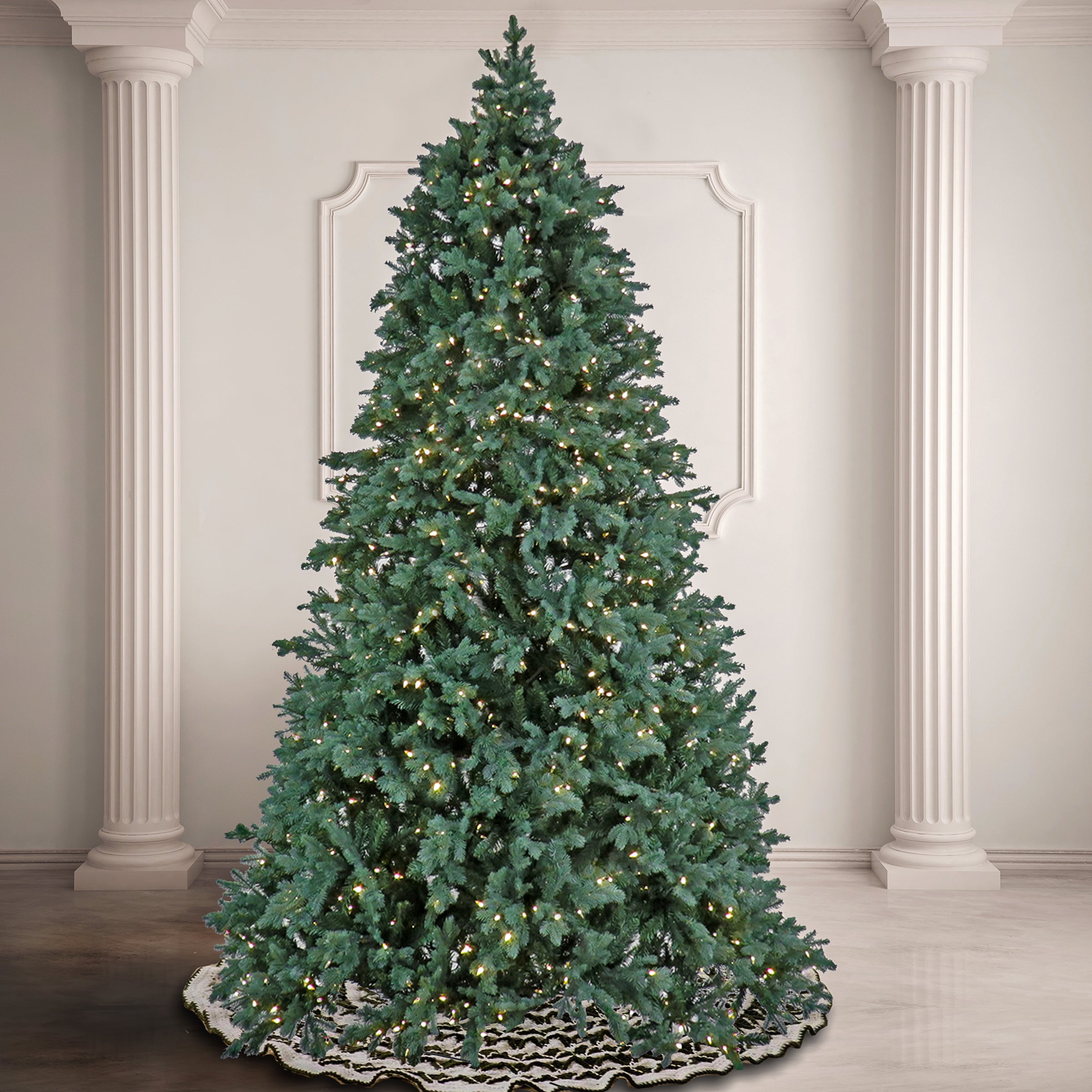 7.5 ft Pre-Lit Wellesley Fir Artificial Christmas Tree with 500 Warm White LED Lights - PowerConnect Technology for Easy Setup - Perfect for Home, Office, and Holiday Decorations