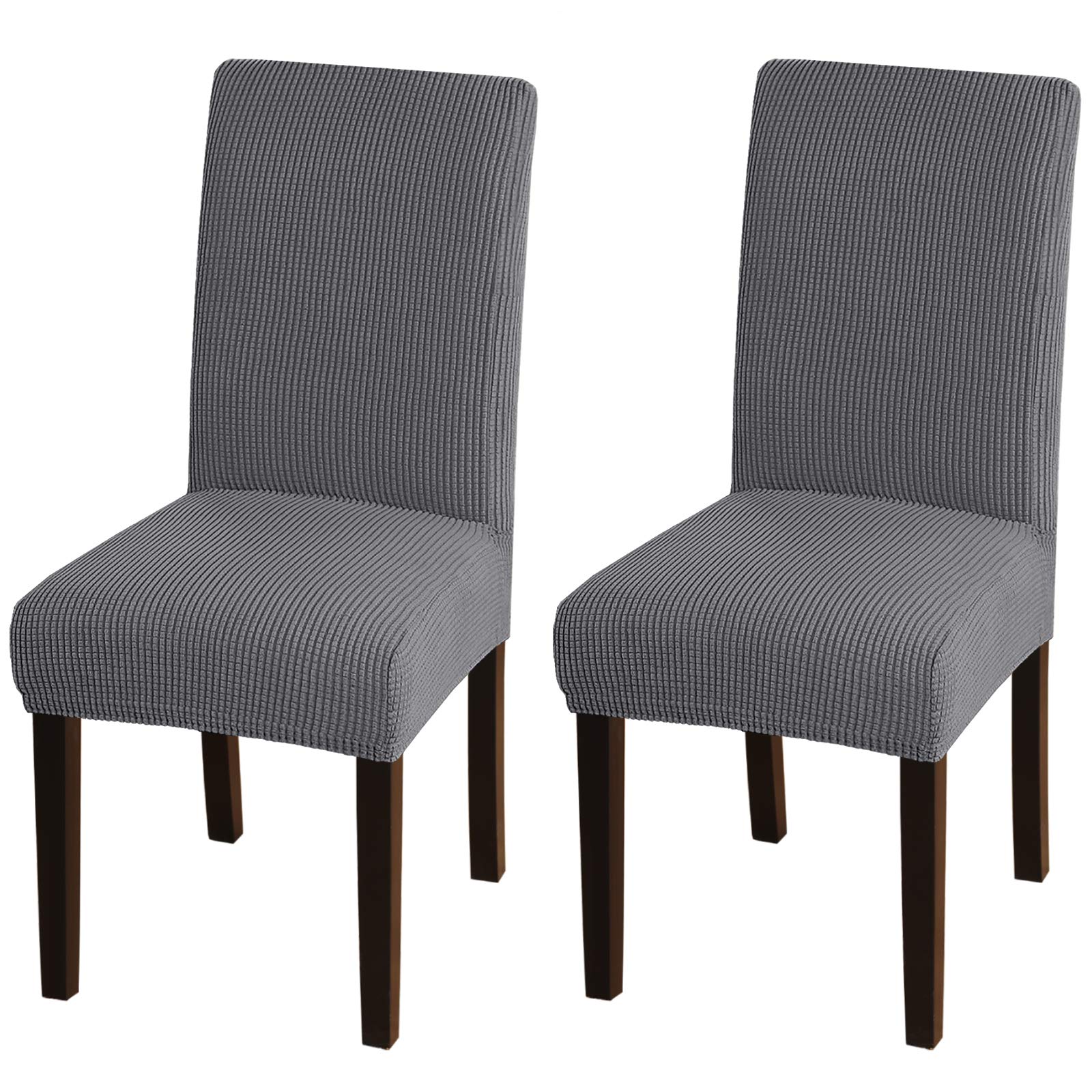 Turquoise Spandex Dining Chair Covers Set of 2 - Stretchable Removable Seat Protectors for Parson Chairs, Home, Hotel & Wedding Decor (Grey) | Perfect for Dining Rooms, Ceremonies & Event Decorations