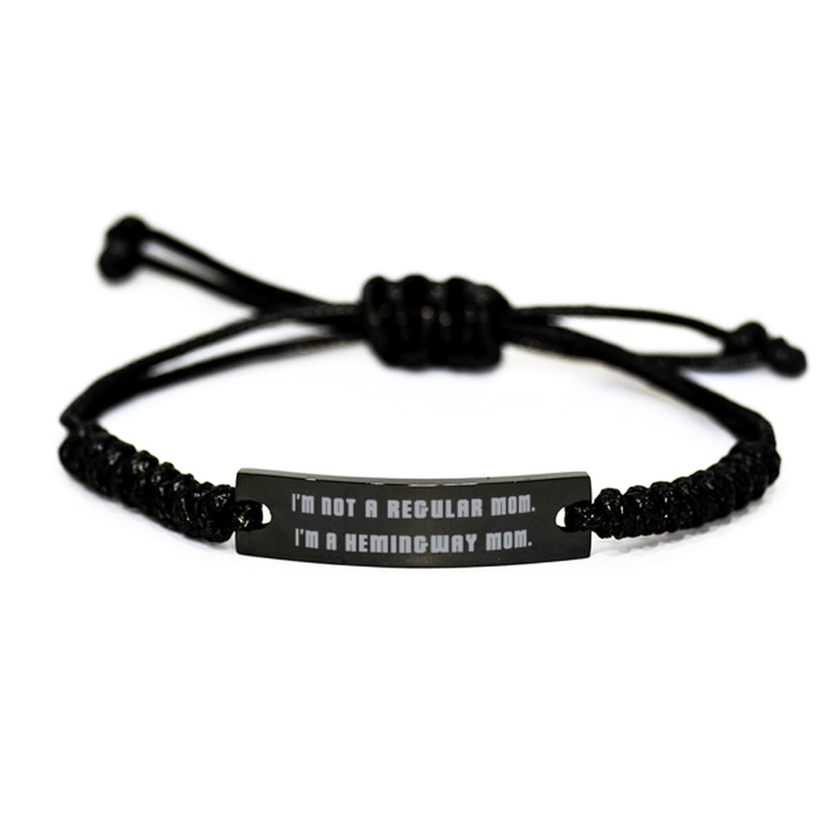 Hemingway Cat Black Rope Bracelet - Engraved Cat Lover Gift for Women, Unique Present for Cat Mom & Friends - Perfect for Cat Themed Parties, Birthdays & Everyday Wear