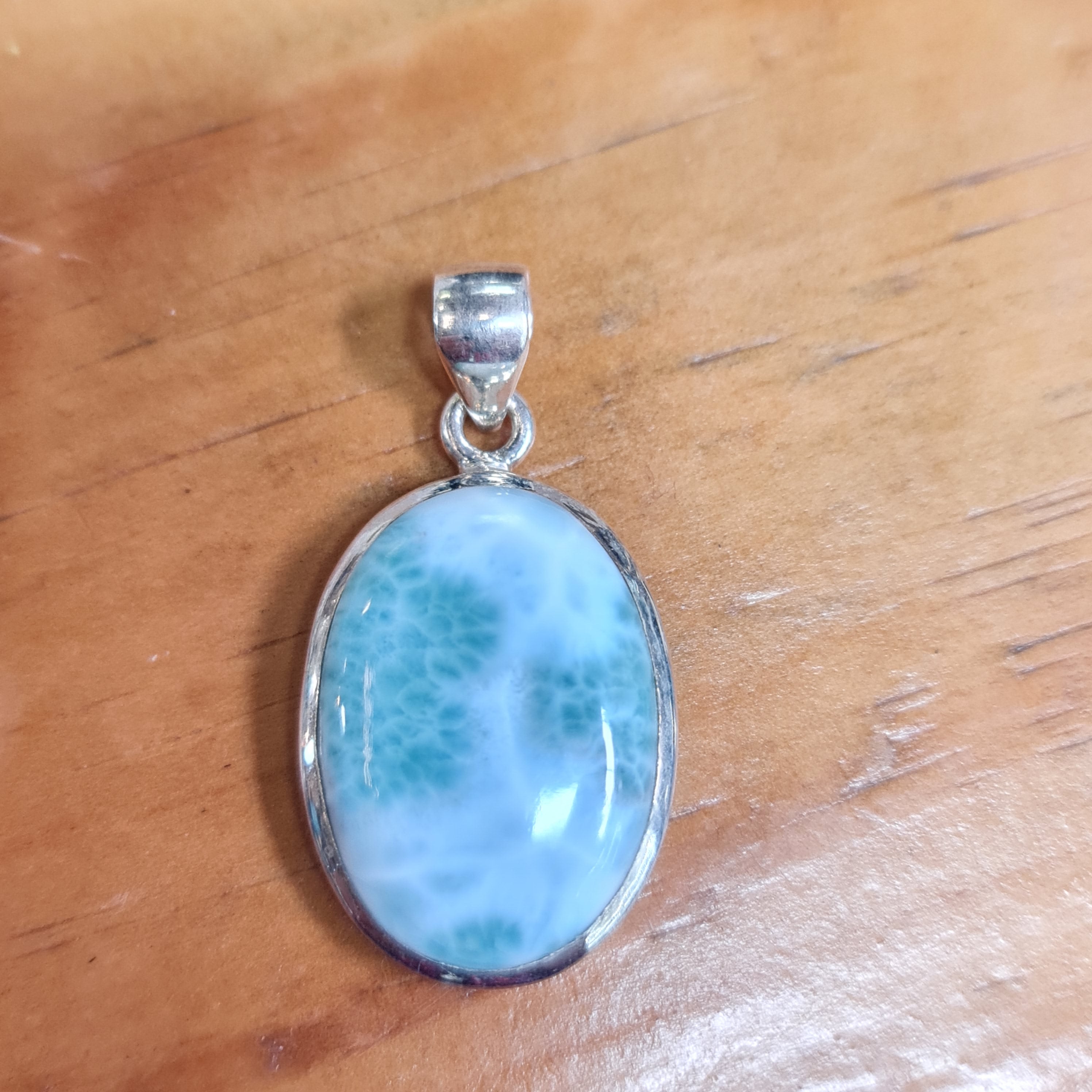 Authentic Larimar Pendant in 925 Sterling Silver - Elegant Handmade Jewelry for Women, Perfect Gift for Birthdays & Anniversaries