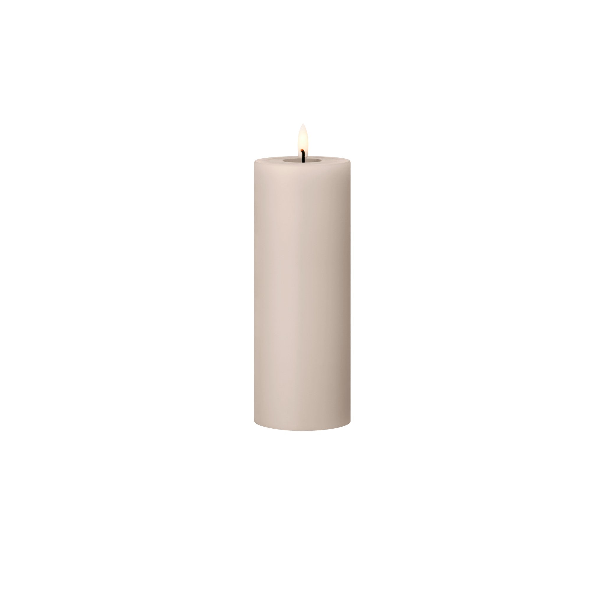 ESTER & ERIK LED Pillar Candle - 20cm Flameless Battery Operated Decorative Candle in Linen Grey - Perfect for Home Decor, Weddings, and Relaxing Ambiance