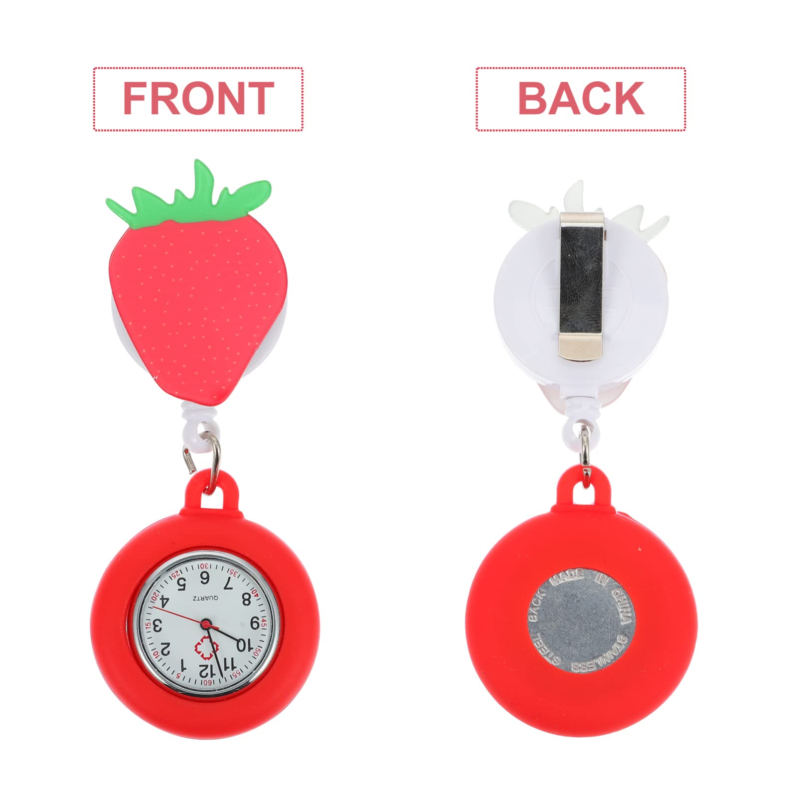 GALPADA 2-Pack Retractable Nurse Watches - Clip-On Quartz Pocket Watch with Cartoon Design, Plastic Pink Fob Watch for Nurses & Medical Professionals - Perfect for Mother's Day Gifts & Healthcare Work Scenarios
