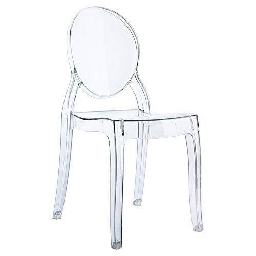 Pemberly Row Modern Kids Chair - Clear Transparent Design for Children's Room, Playroom & Nursery Decor