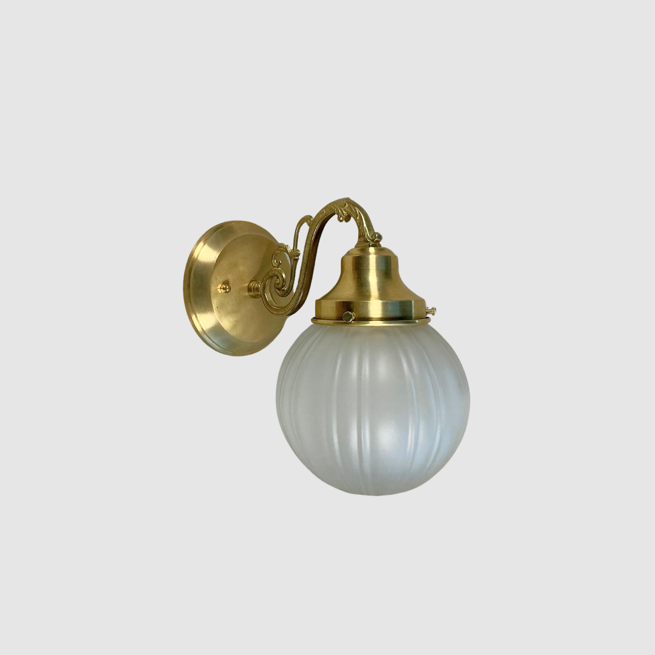 Ornate Fluted Globe Pin Up Sconce - Vintage Wall Light Fixture for Bedroom, Living Room & Hallway Decor