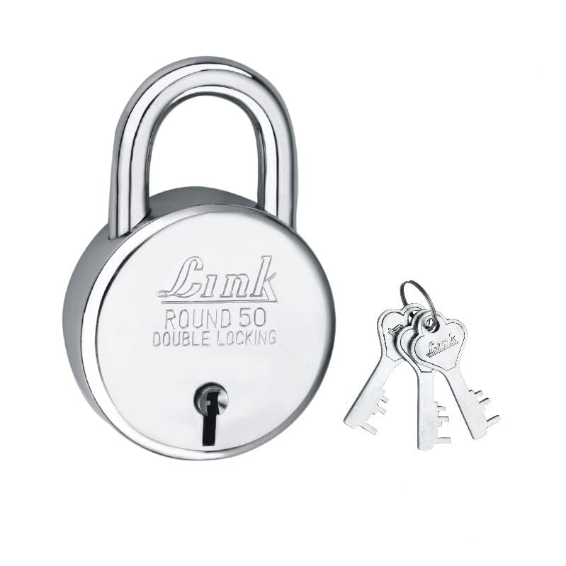 Stainless Steel Round Padlock with 3 Keys - 50mm Heavy Duty Security Lock for Doors, Gates, Lockers & Storage | Weatherproof & Anti-Corrosion | Ideal for Home, School, Gym & Outdoor Use