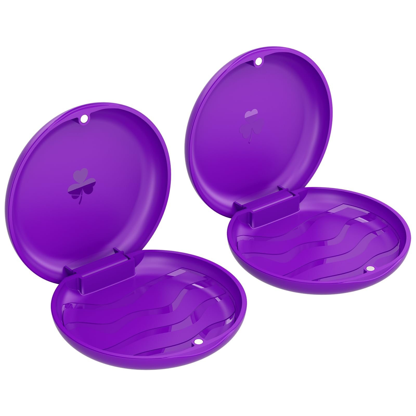 2 Pack Orthodontic Retainer Cases - Durable Solid Plastic Teeth Retainer Storage Box (Purple) | Perfect for Nighttime Use, Travel & Dental Appointments