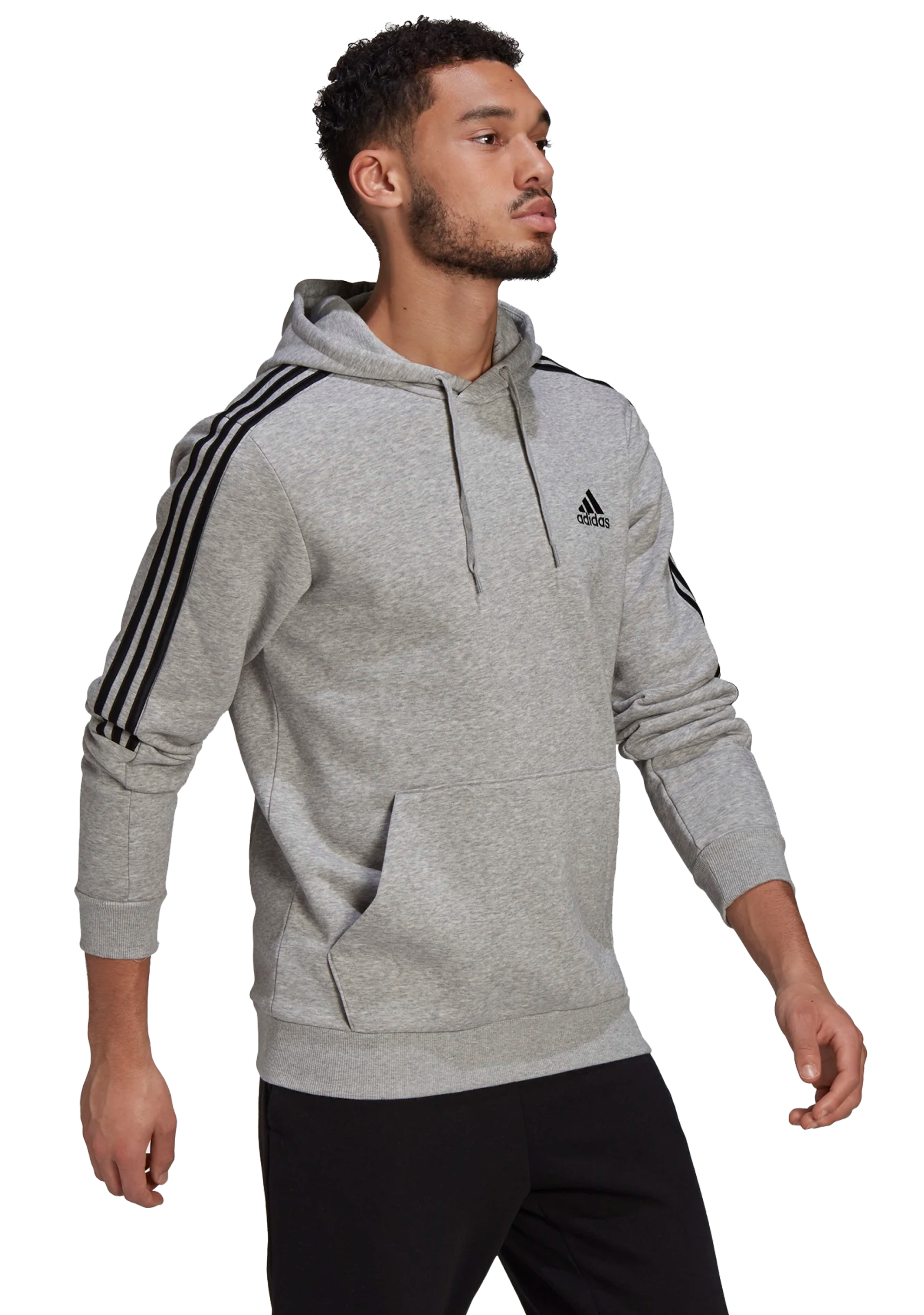 Adidas Men's 3 Stripes Fleece Hoodie - Warm & Comfortable Pullover for Casual Wear, Gym, and Outdoor Activities