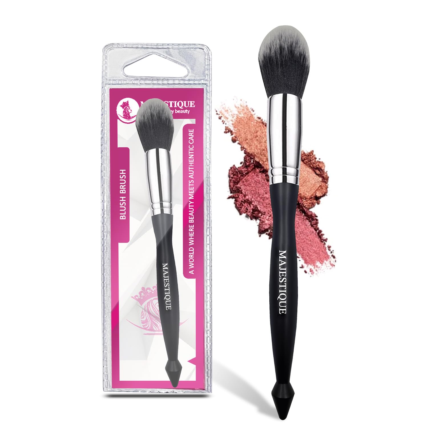 Majestique Large Powder Mineral Brush - Premium Synthetic Kabuki Makeup Brush for Foundation, Blush & Setting Powder | Soft Bristles for Flawless Daily Makeup Application | Perfect for Professional Makeup Artists & Home Beauty Routines