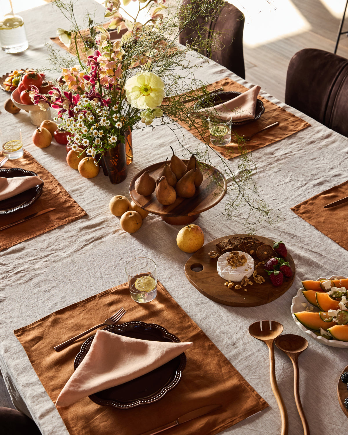 Premium Oatmeal, Rust & Terracotta Color Dining Table Set - 5 Piece Modern Farmhouse Kitchen Table with Chairs for Dining Room, Breakfast Nook & Small Space Decor