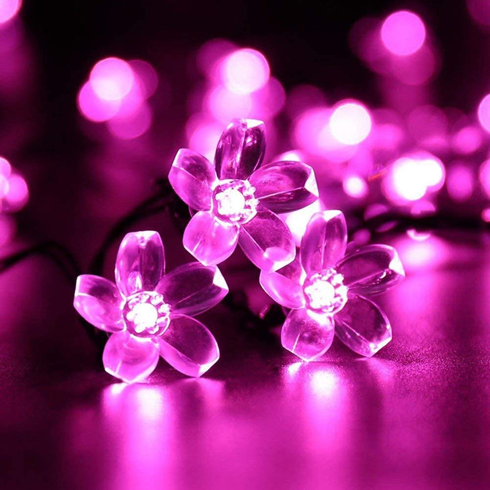 AIKENR 50LED Solar Flower String Lights Outdoor Waterproof 19ft - Pink Peach Sakura Fairy Lights for Garden, Home, Wedding, Christmas Party Decor - Perfect for Patio, Backyard, Balcony & Holiday Lighting