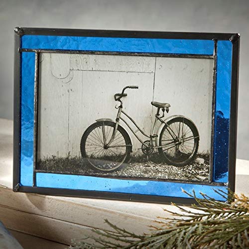 Blue Stained Glass Picture Frame 4x6 - Home Decor & Graduation Gift for Wall or Table Display